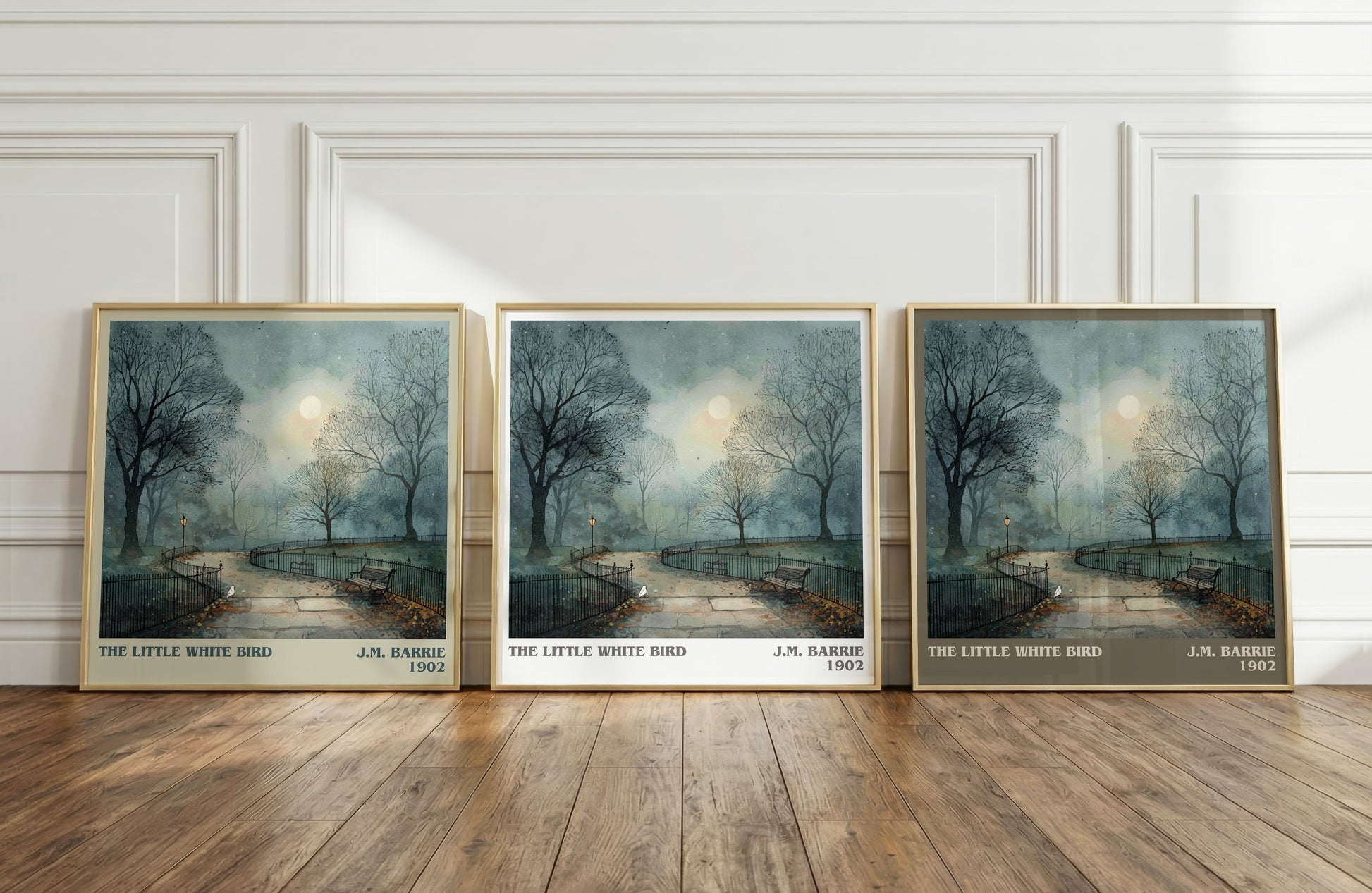 The Little White Bird literary print framed by window – literary home decor