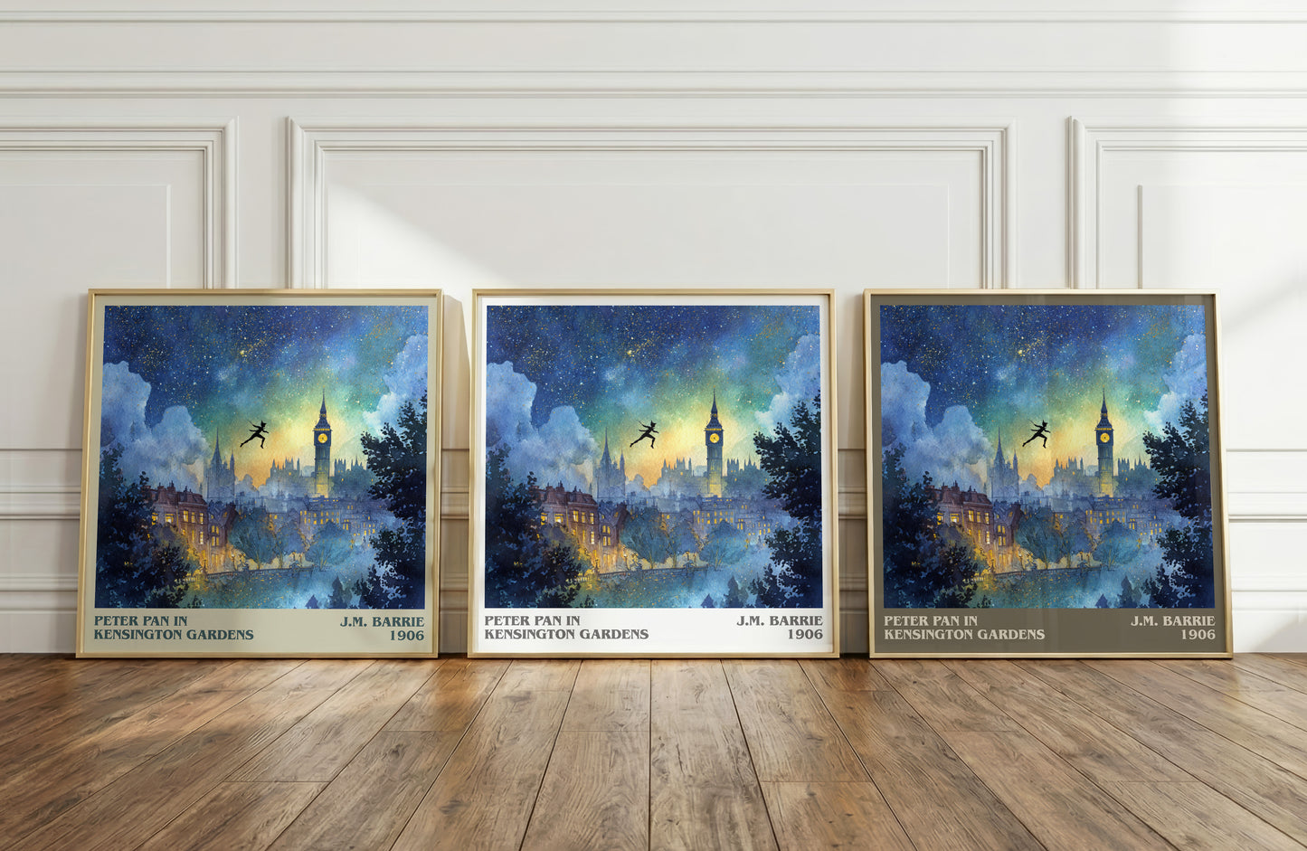 Peter Pan in Kensington Gardens literary print framed by window – literary home decor