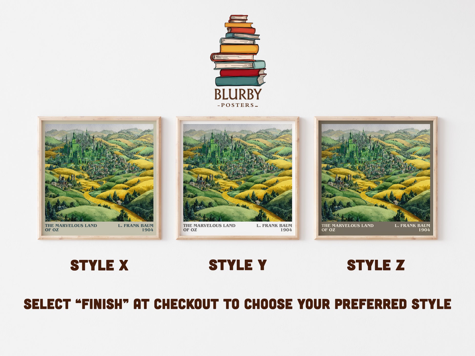 The Marvelous Land of Oz literary art print colour and style options – L. Frank Baum book art