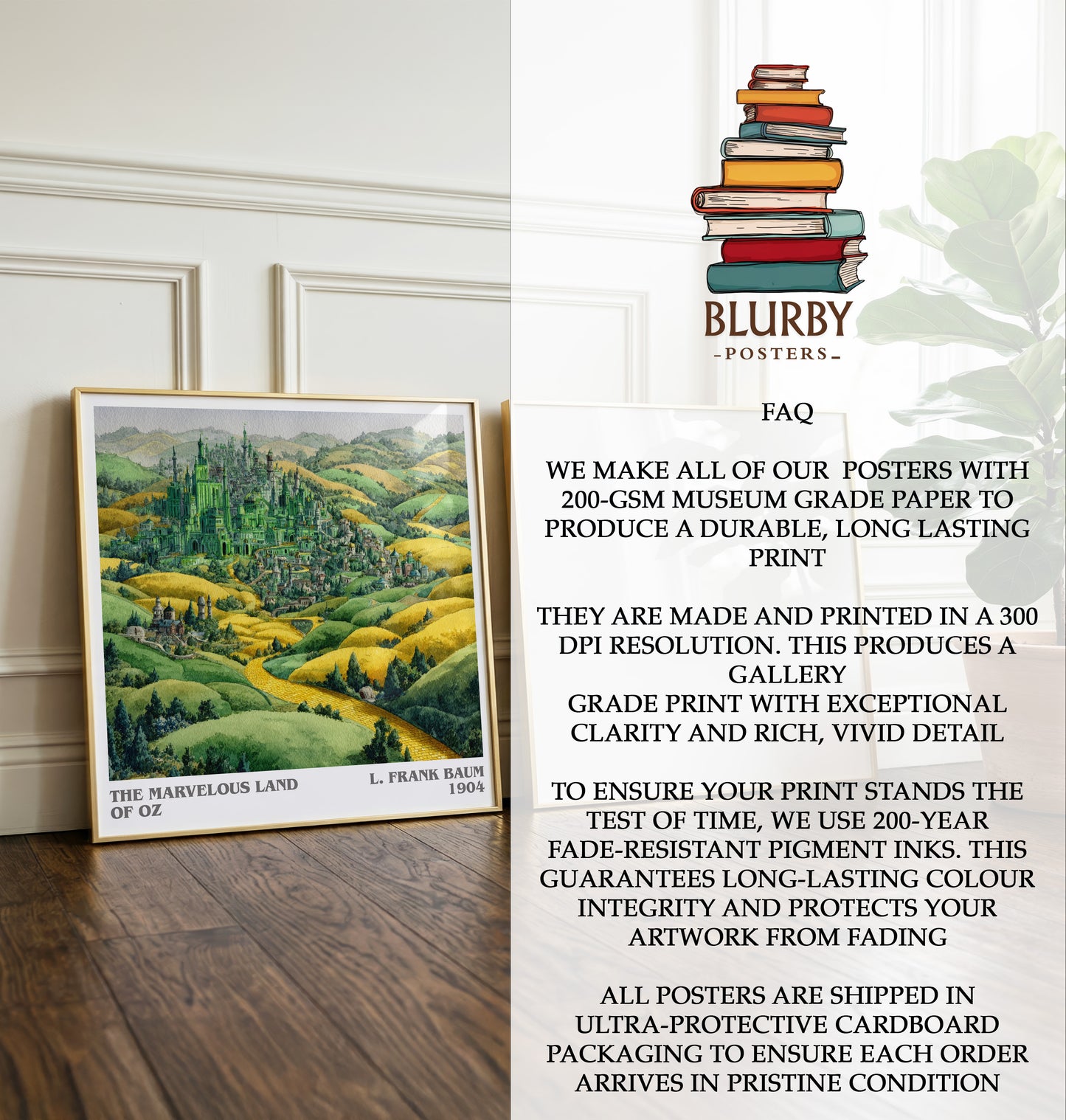 The Marvelous Land of Oz literary poster paired in gallery wall – literary art prints