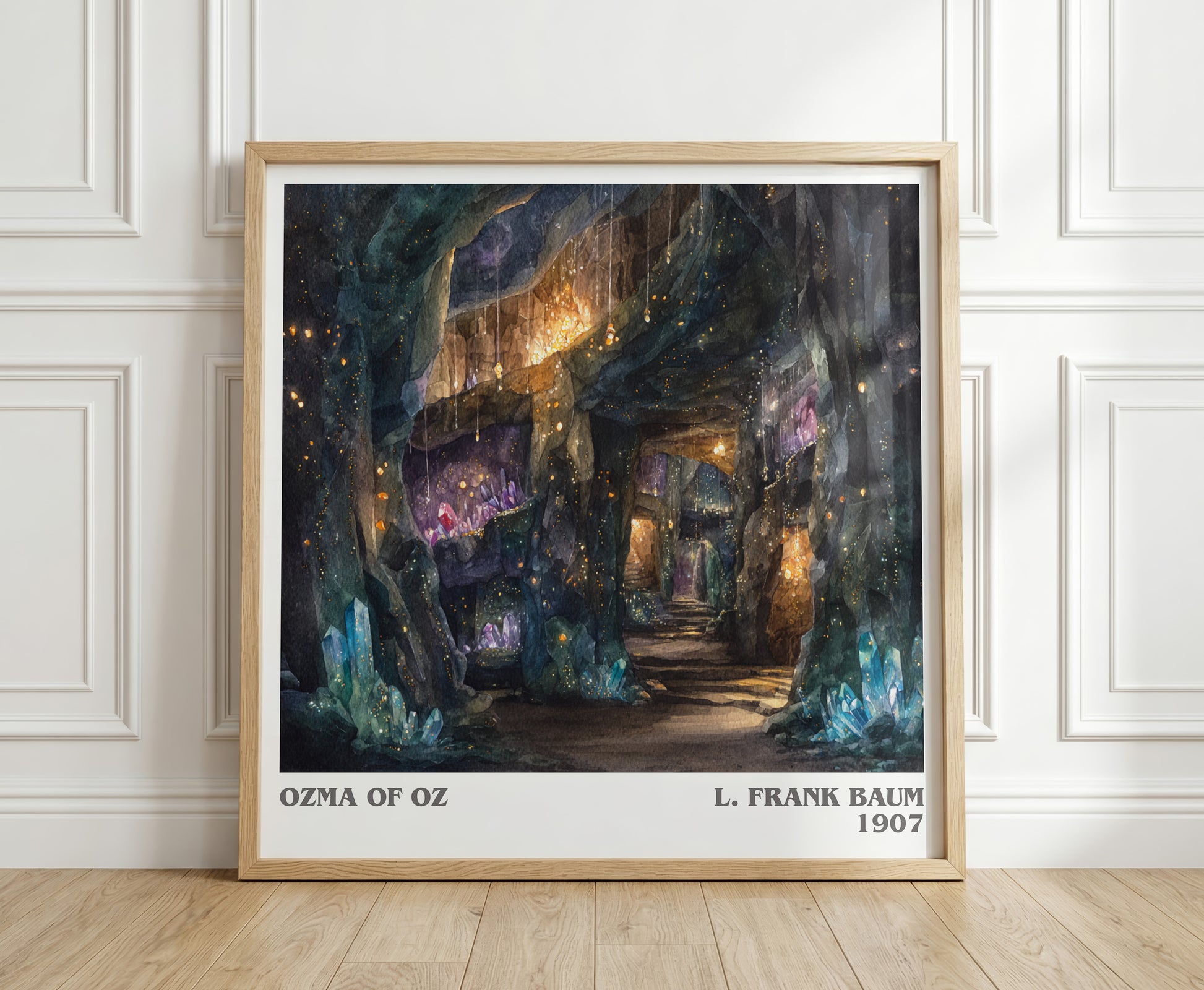Osma Of Oz literary print in frame leaning in hallway – childrens wall art