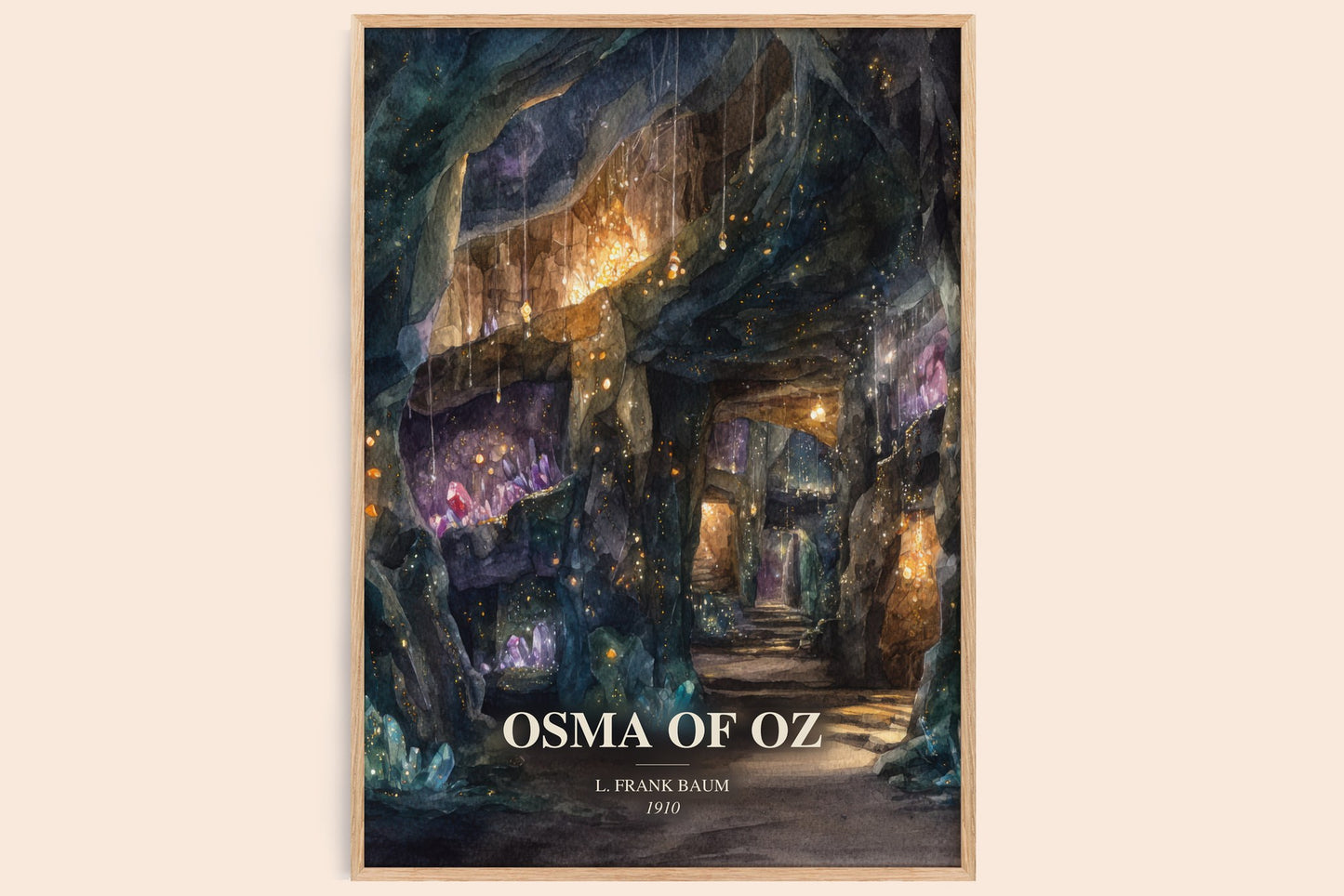 Osma Of Oz watercolour book poster by L. Frank Baum – framed literary art print