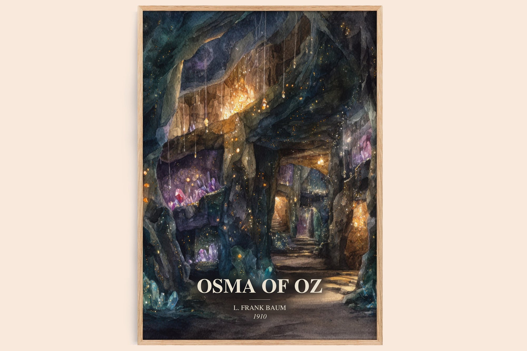 Osma Of Oz watercolour book poster by L. Frank Baum – framed literary art print