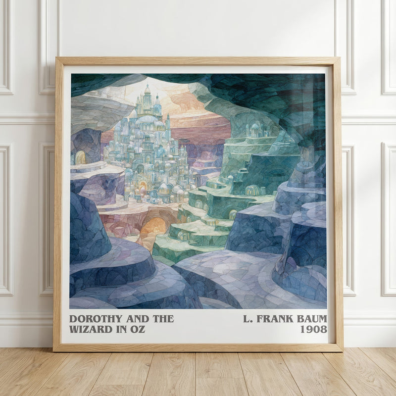 Dorothy And The Wizard In Oz literary print in frame leaning in hallway – childrens wall art
