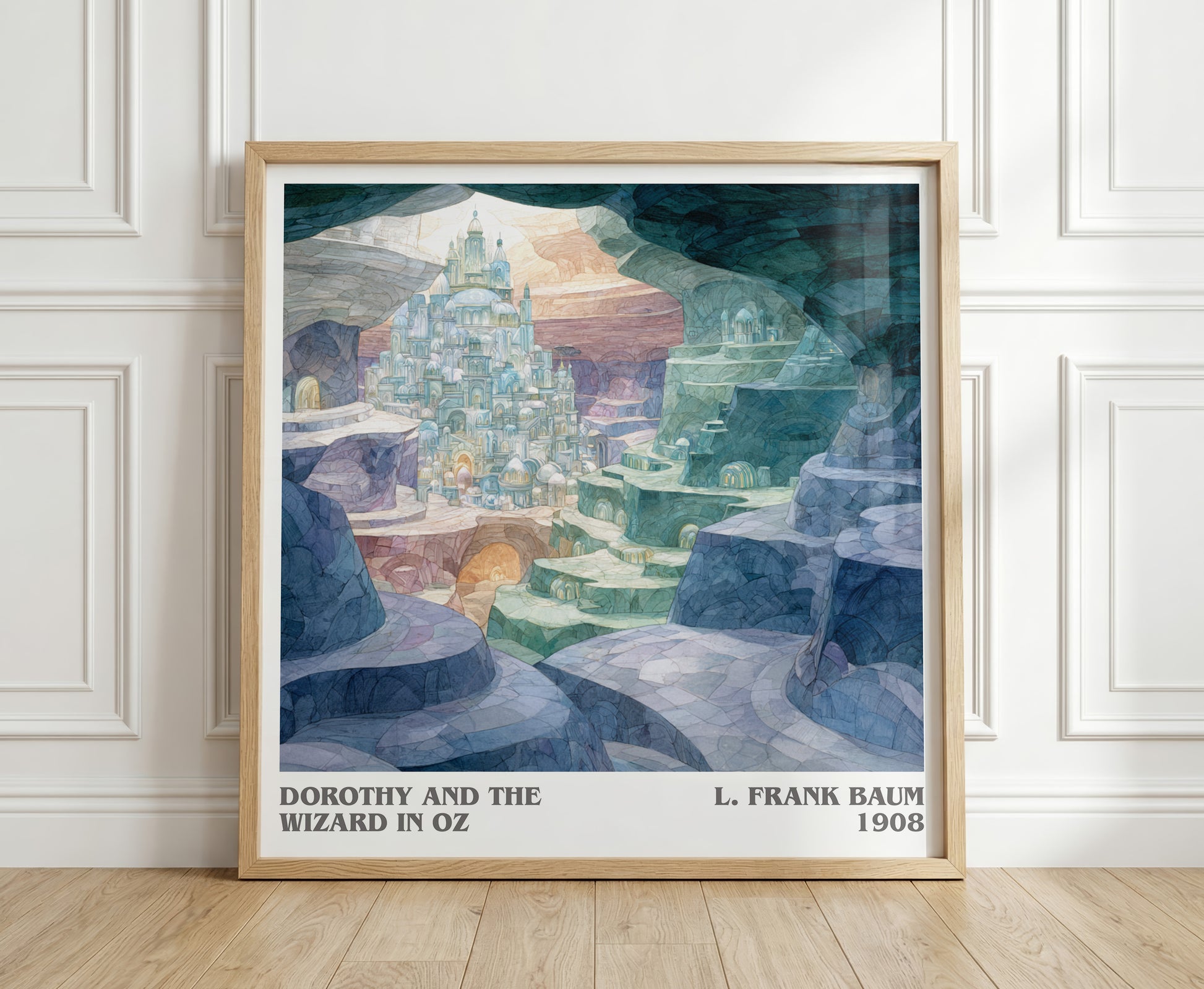 Dorothy And The Wizard In Oz literary print in frame leaning in hallway – childrens wall art