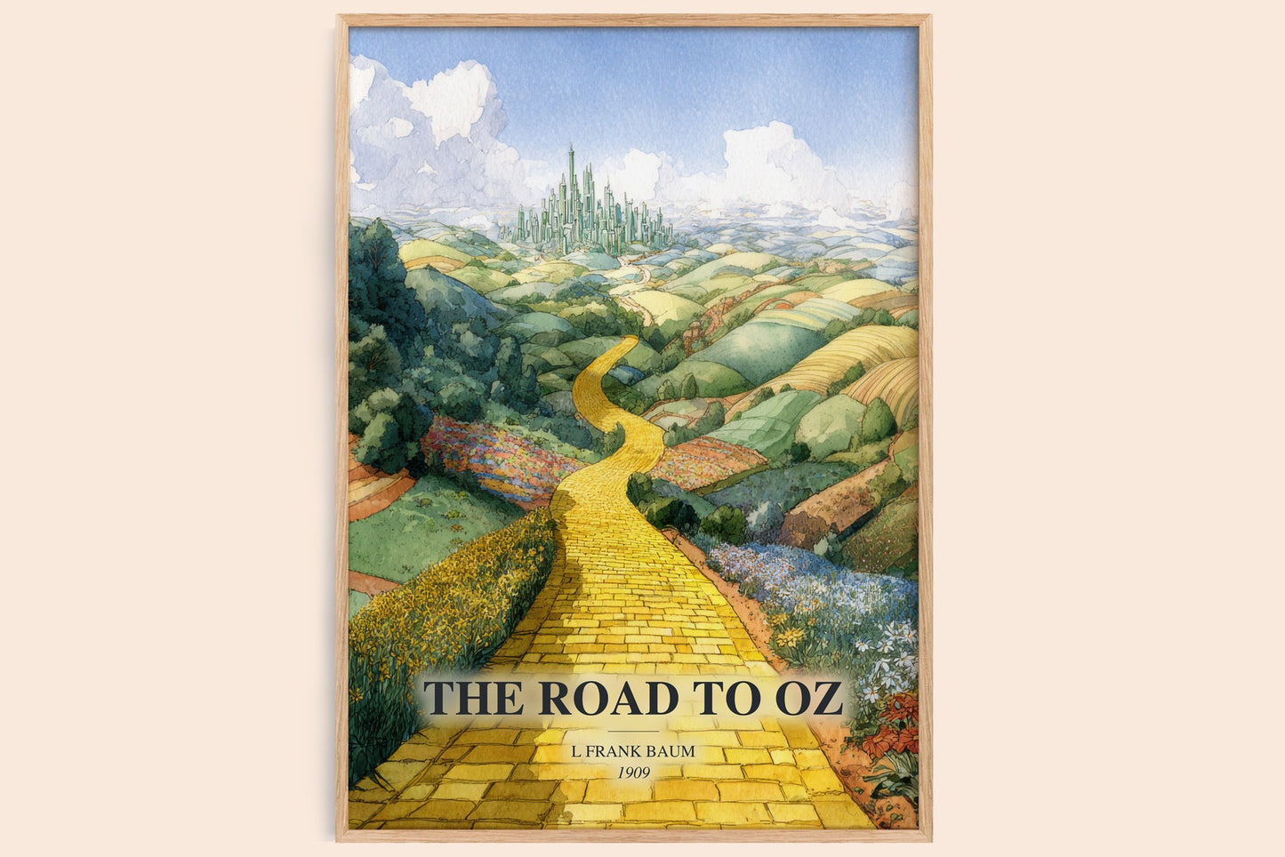 The Road To Oz watercolour book poster by L Frank Baum – framed literary art print