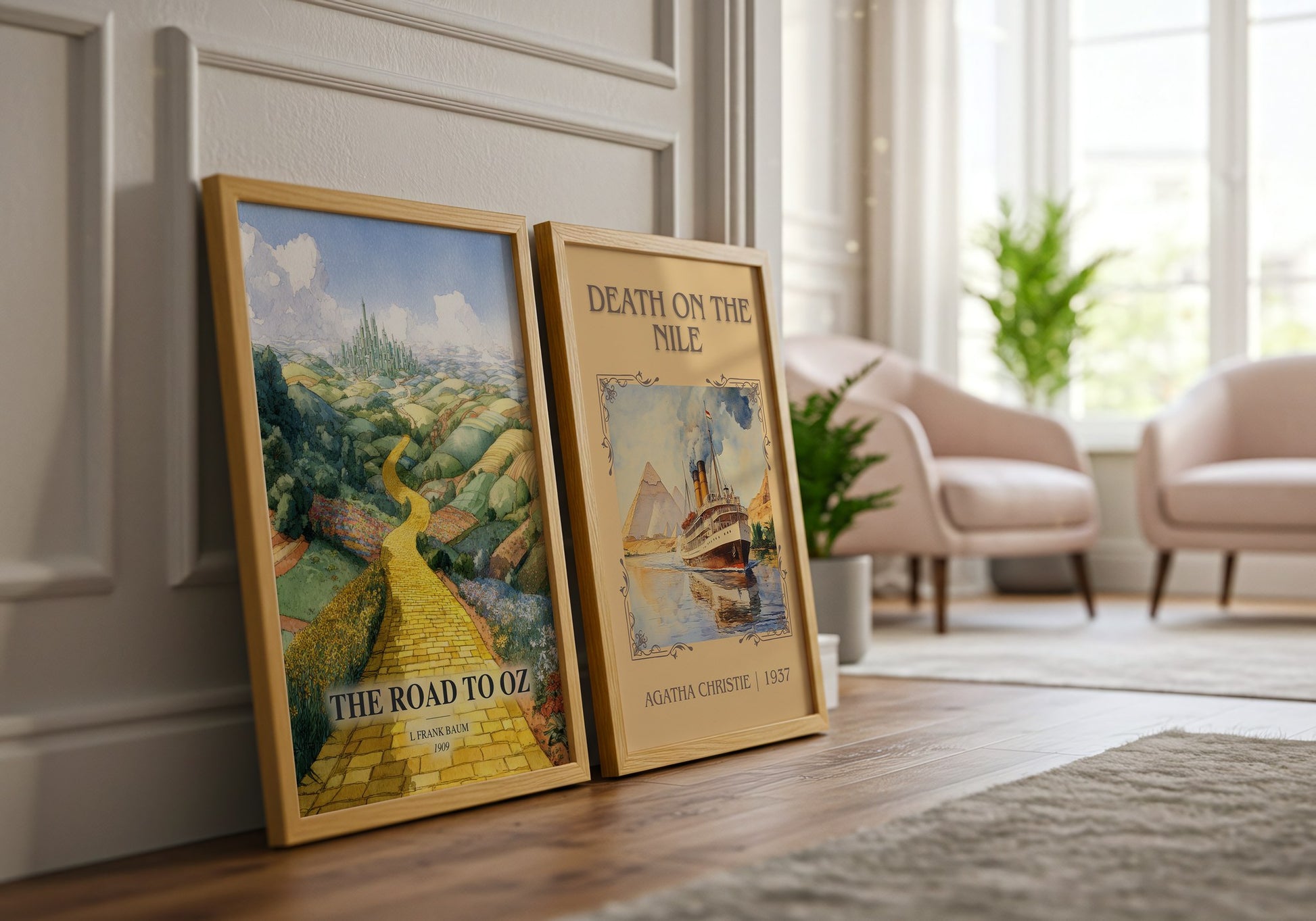 The Road To Oz watercolour print framed by window – literary home decor