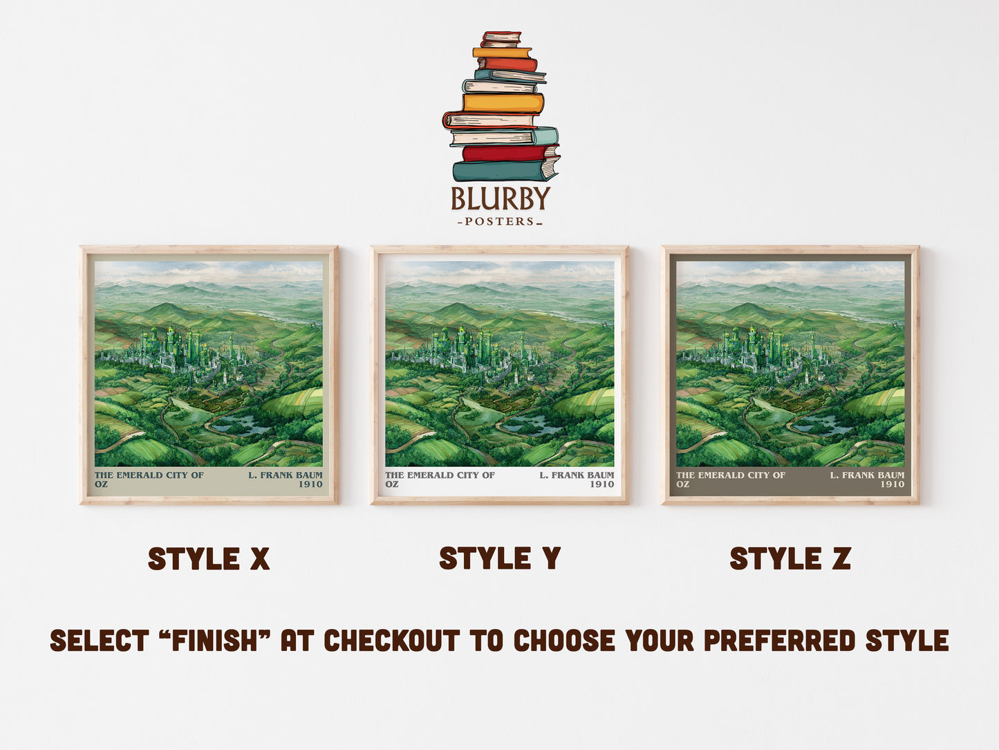 The Emerald City of Oz literary art print colour and style options – L. Frank Baum book art