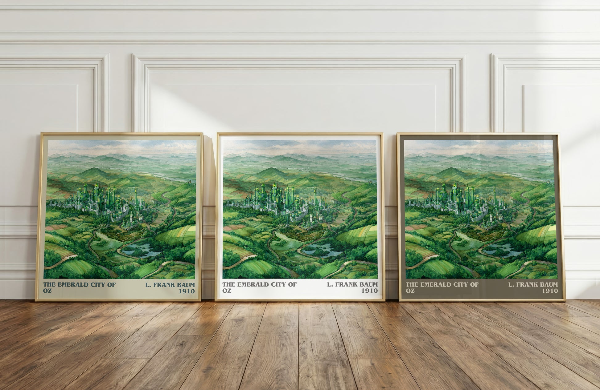 The Emerald City of Oz literary print framed by window – literary home decor