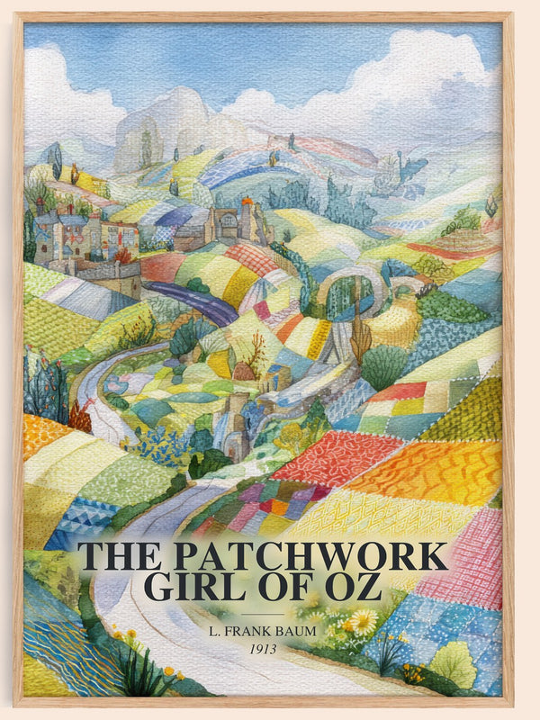 The Patchwork Girl Of Oz watercolour book poster by L. Frank Baum – framed literary art print