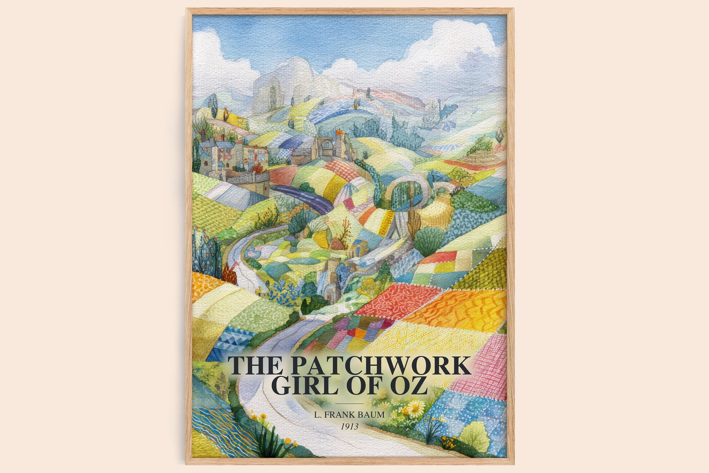 The Patchwork Girl Of Oz watercolour book poster by L. Frank Baum – framed literary art print