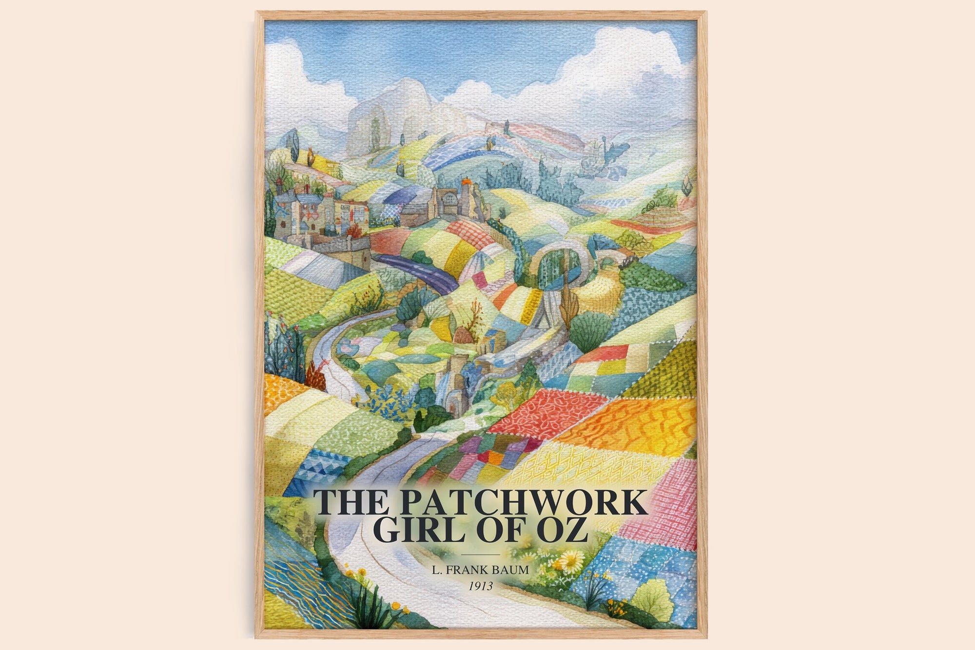 The Patchwork Girl Of Oz watercolour book poster by L. Frank Baum – framed literary art print