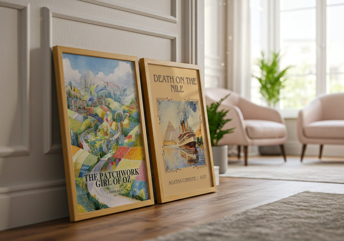 The Patchwork Girl Of Oz watercolour print framed by window – literary home decor