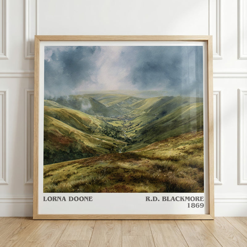 Lorna Doone literary print in frame leaning in hallway – childrens wall art
