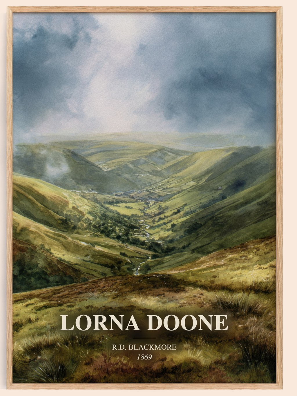 Lorna Doone watercolour book poster by R.D. Blackmore – framed literary art print