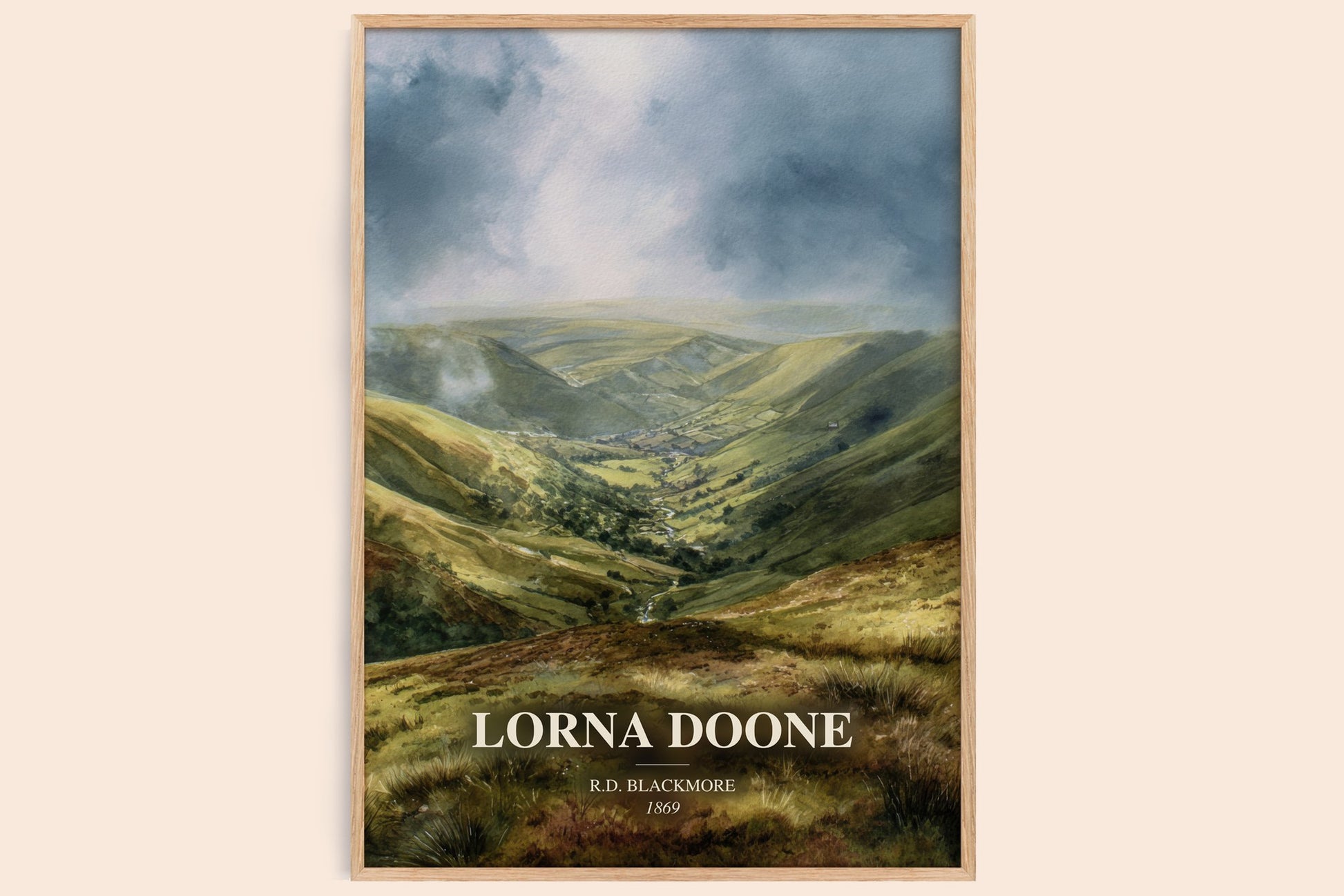 Lorna Doone watercolour book poster by R.D. Blackmore – framed literary art print