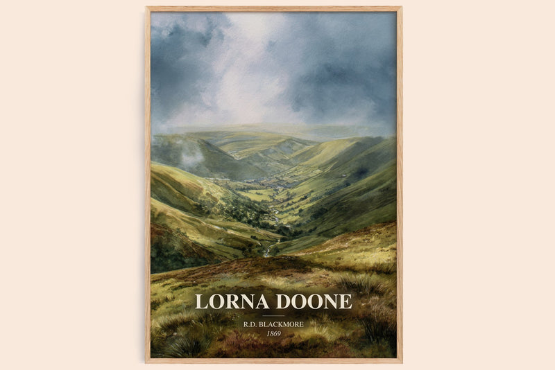 Lorna Doone watercolour book poster by R.D. Blackmore – framed literary art print
