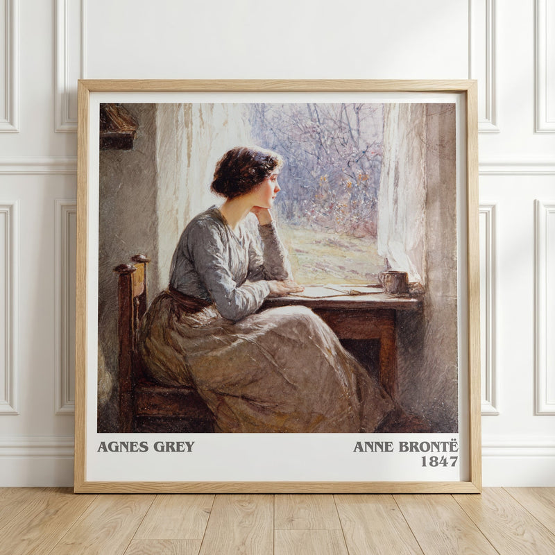 Agnes Grey literary print in frame leaning in hallway – historical fiction wall art