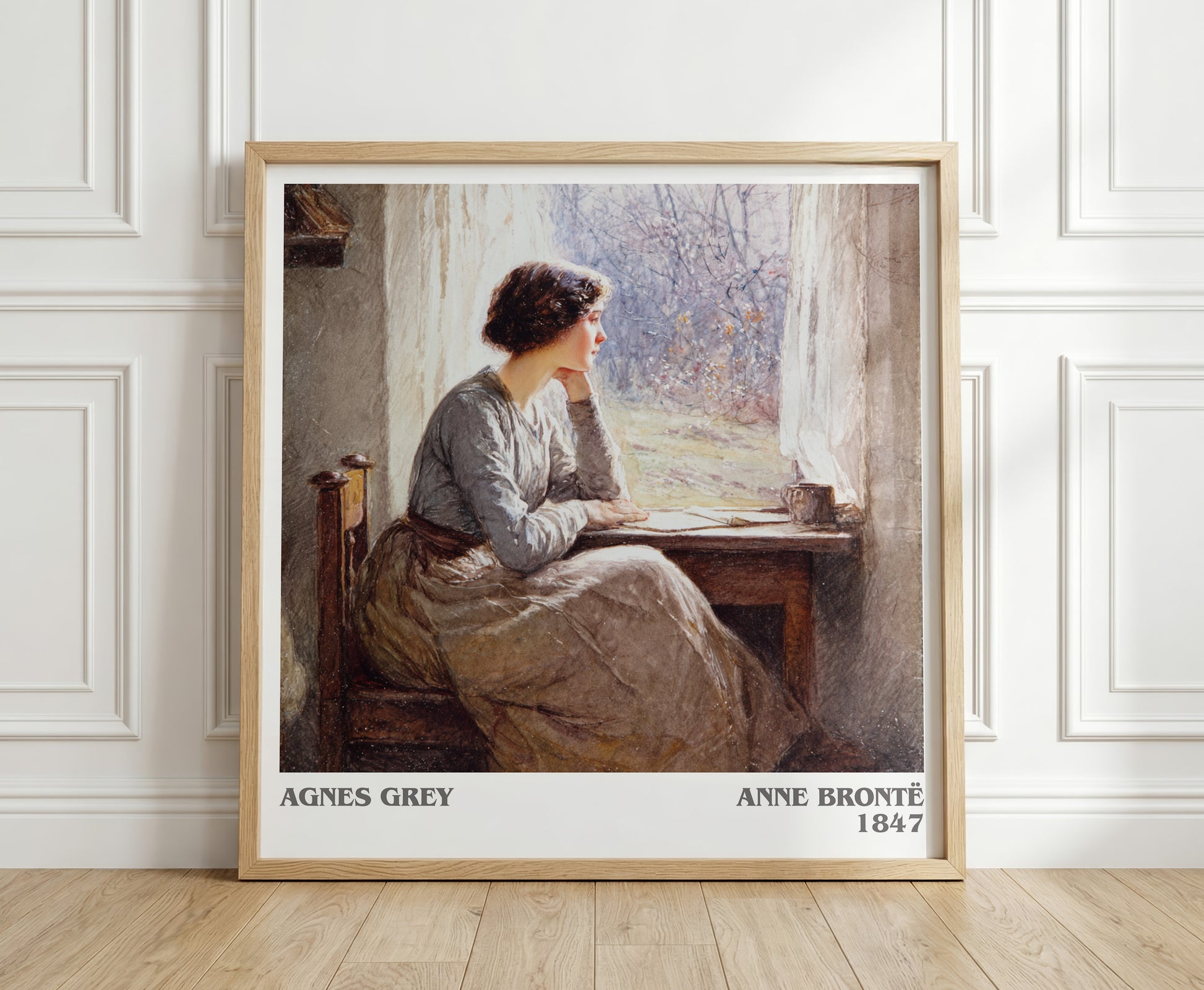 Agnes Grey literary print in frame leaning in hallway – historical fiction wall art