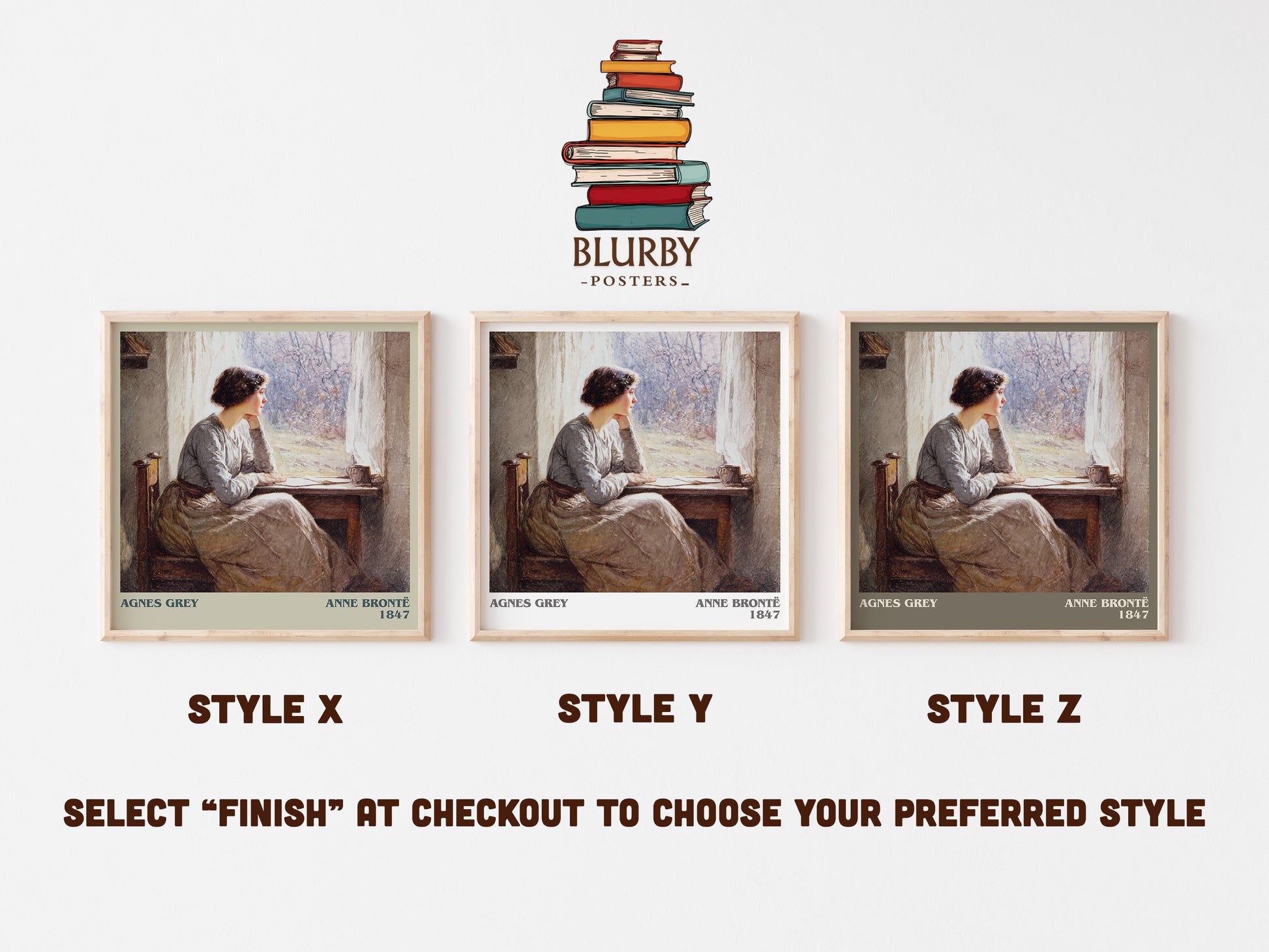 Agnes Grey literary art print colour and style options – Anne Brontë book art