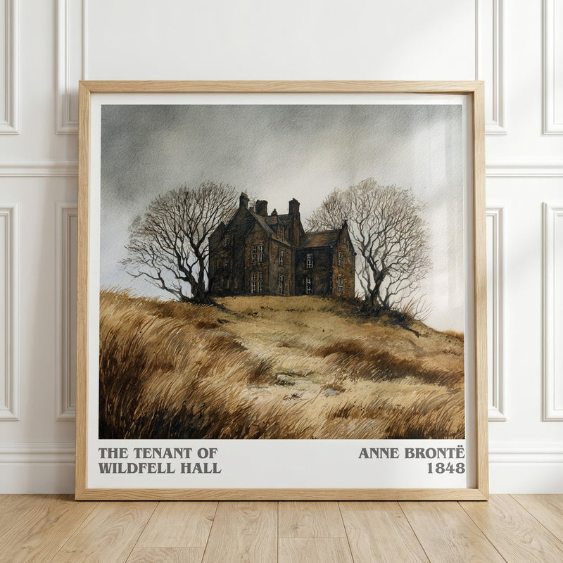 The Tenant Of Wildfell Hall literary print in frame leaning in hallway – classic literature wall art