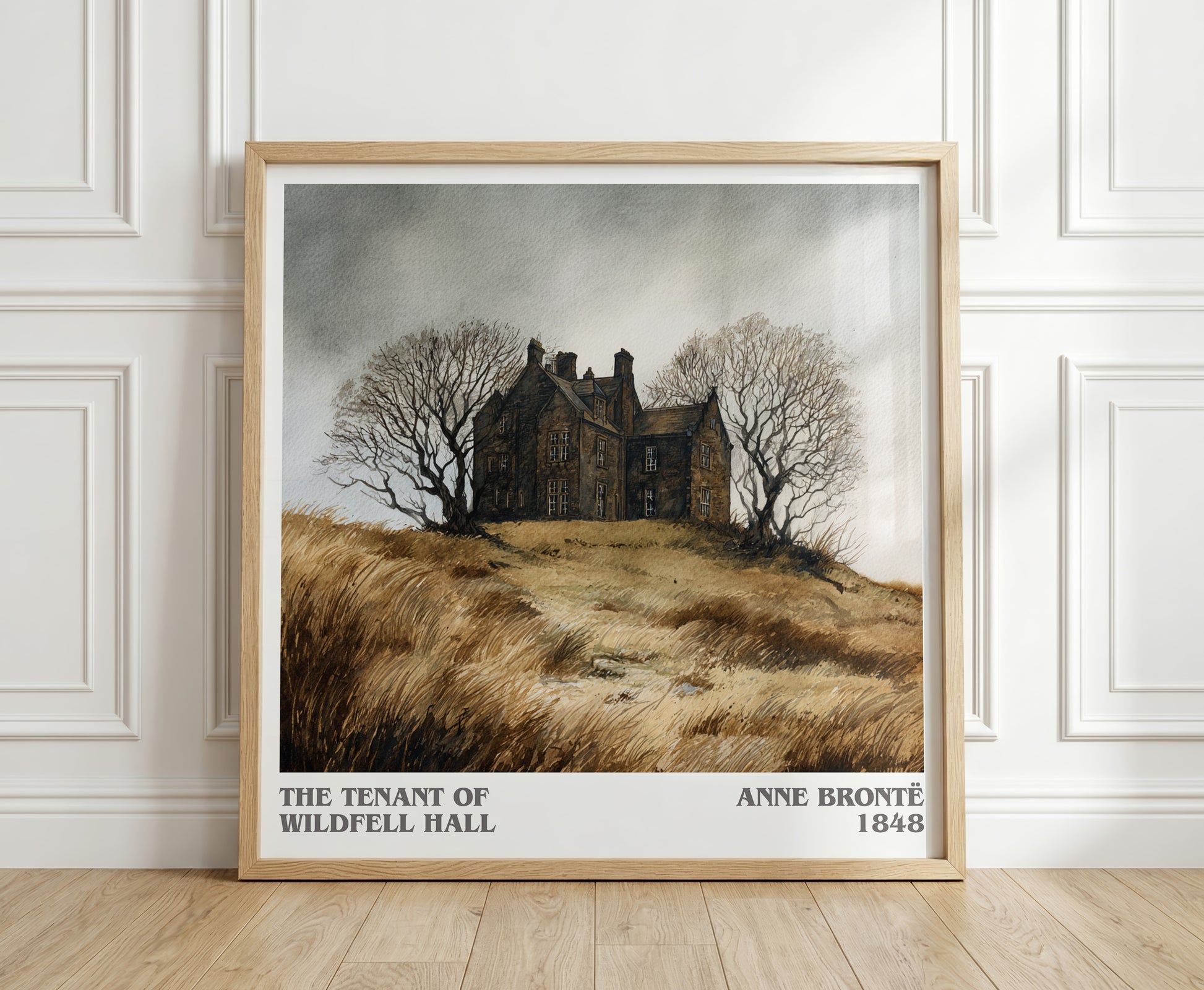 The Tenant Of Wildfell Hall literary print in frame leaning in hallway – classic literature wall art
