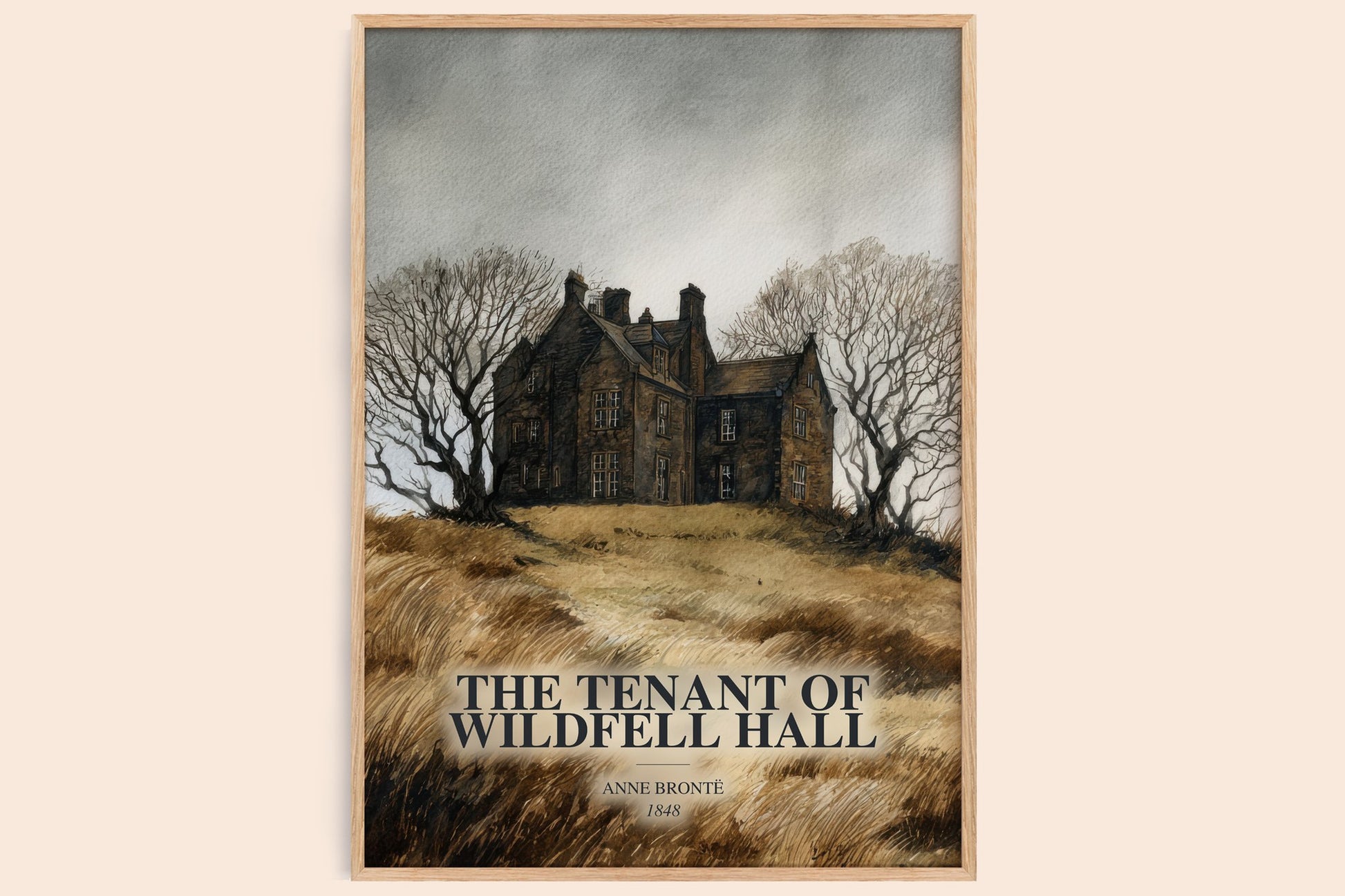 The Tenant Of Wildfell Hall watercolour book poster by Anne Brontë – framed literary art print