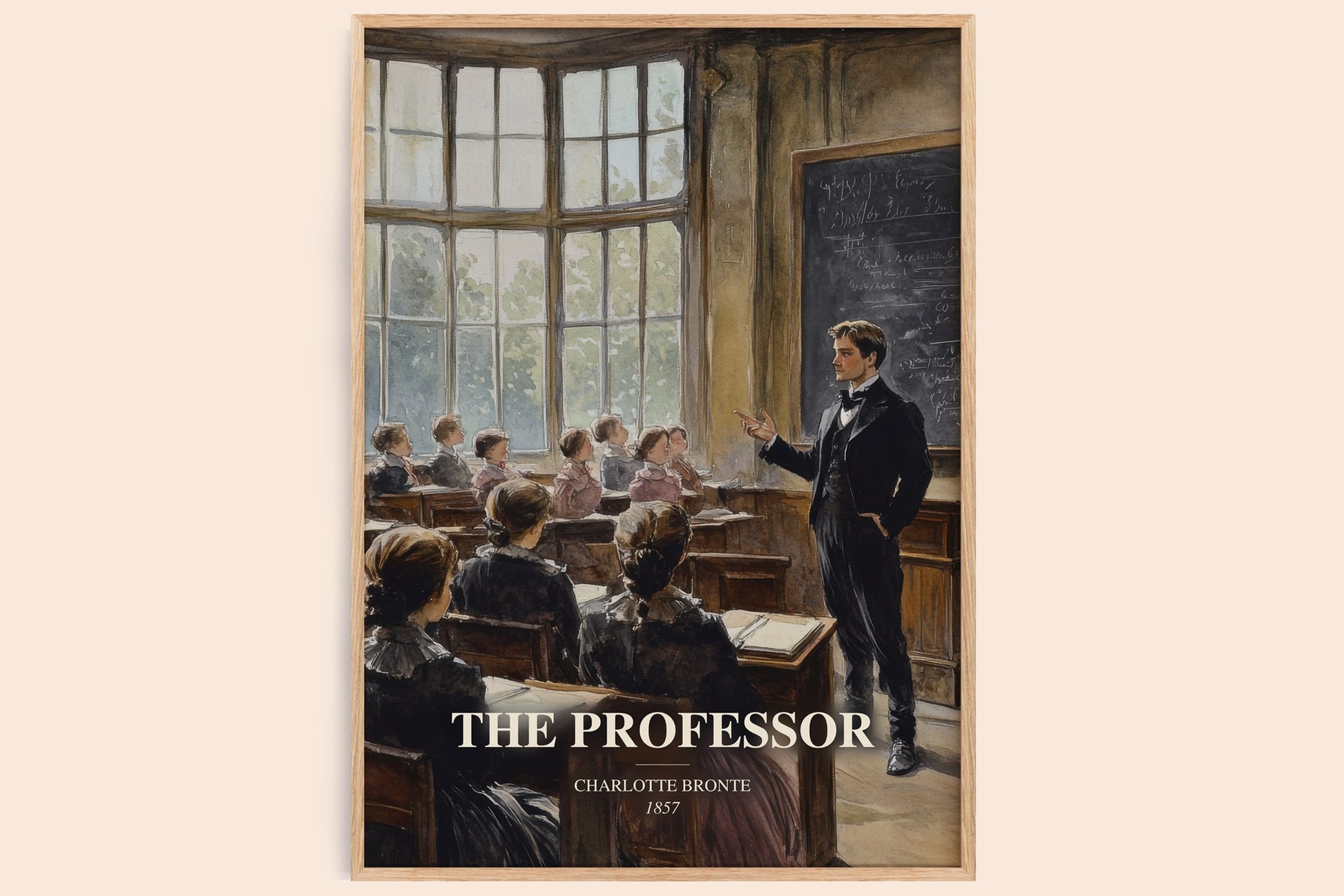 The Professor watercolour book poster by Charlotte Bronte – framed literary art print