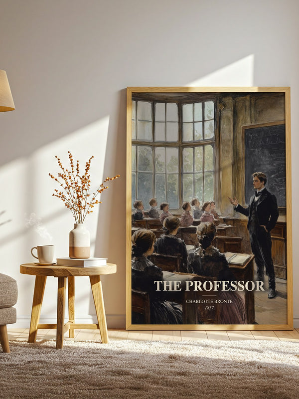 The Professor watercolour print in frame leaning in hallway – classic literature wall art