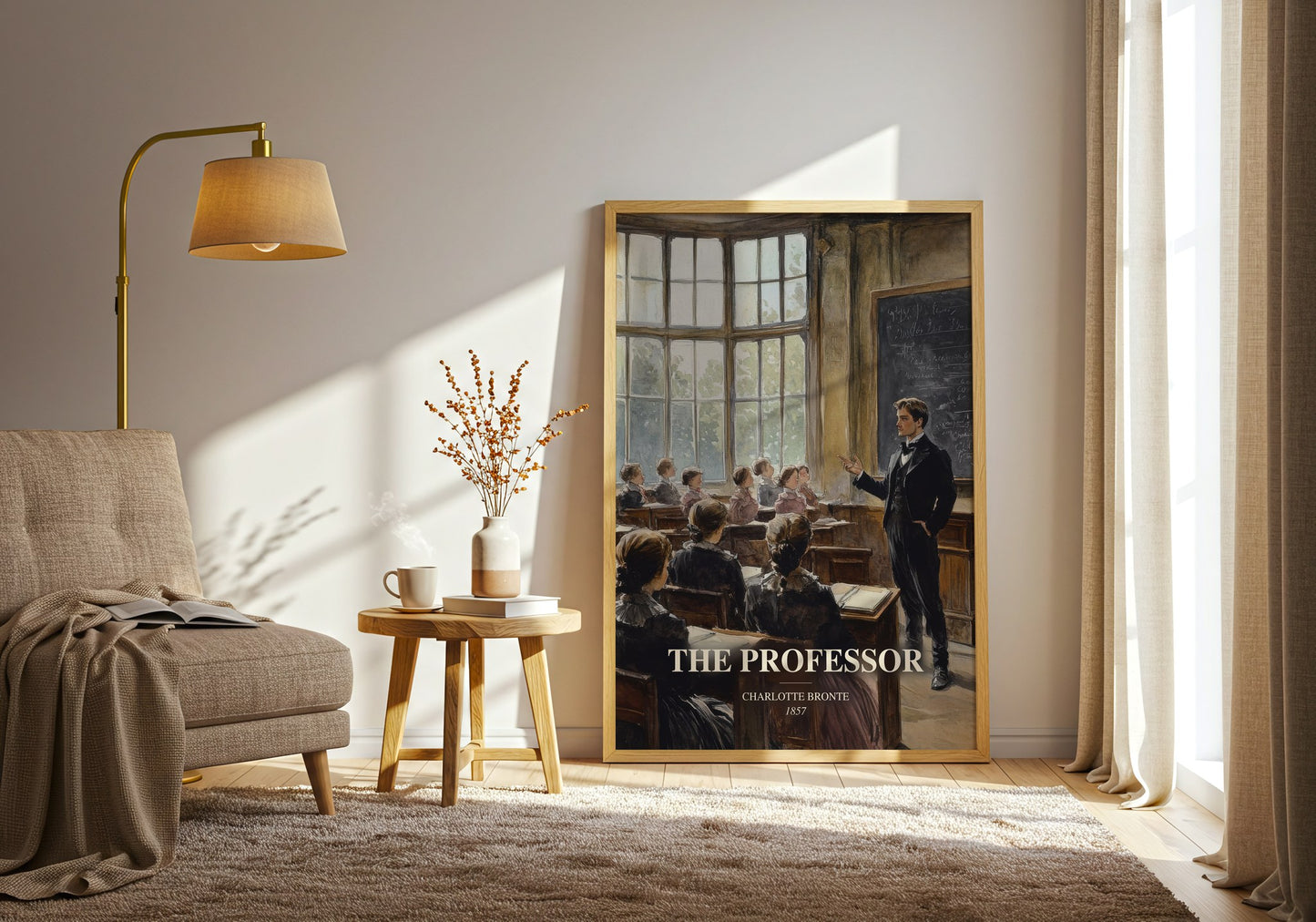 The Professor watercolour print in frame leaning in hallway – classic literature wall art