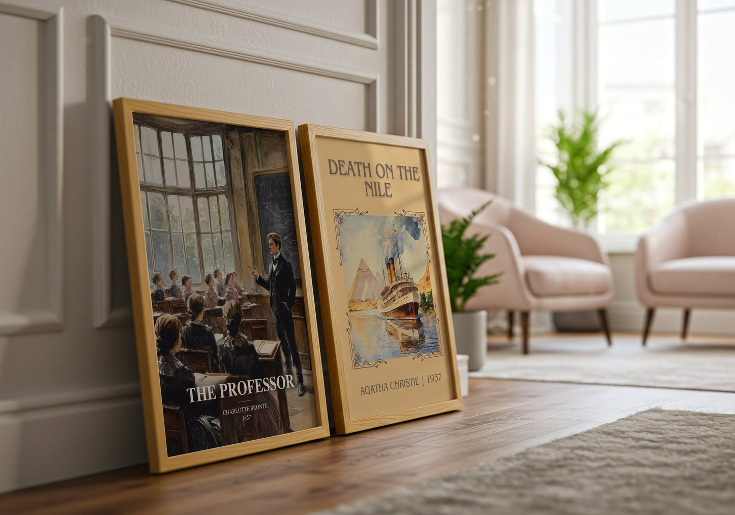 The Professor watercolour print framed by window – literary home decor