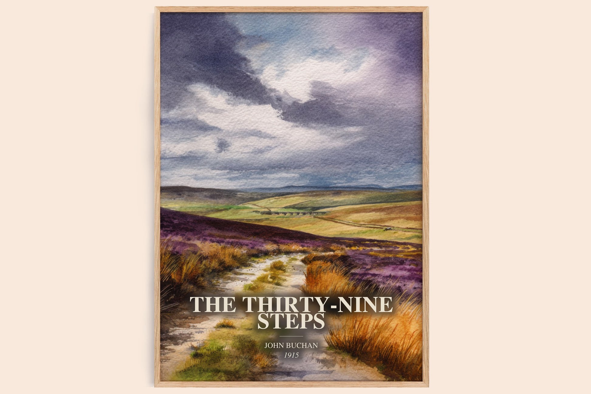 The Thirty-Nine Steps watercolour book poster by John Buchan – framed literary art print