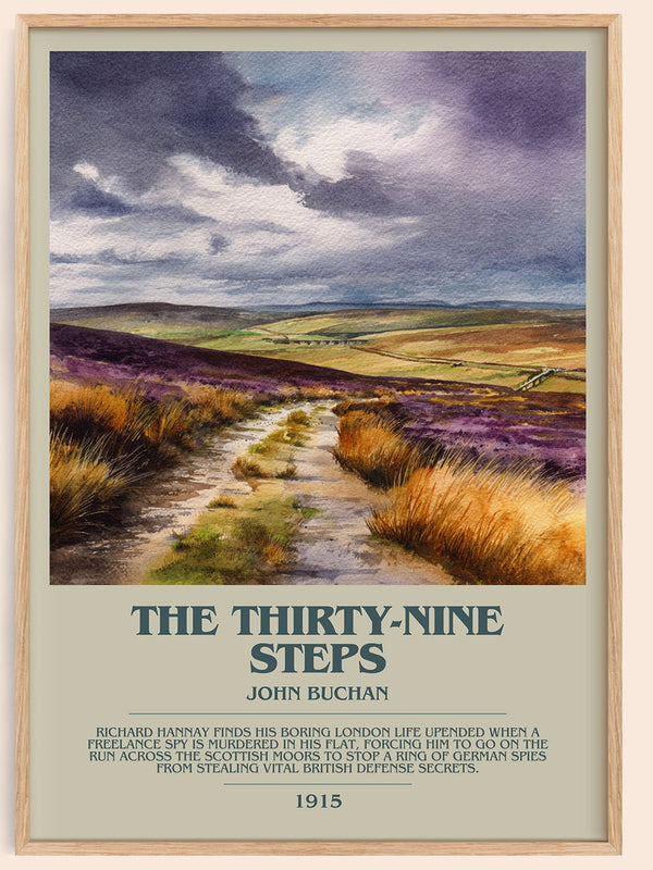The Thirty-Nine Steps bookish book poster by John Buchan – framed literary art print