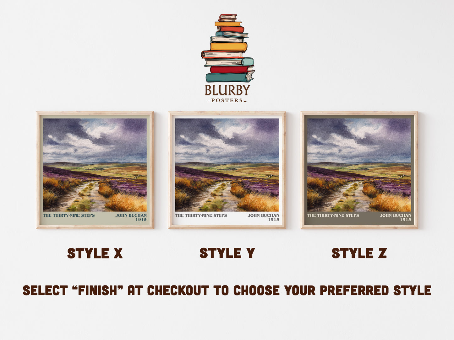 The Thirty-Nine Steps literary art print colour and style options – John Buchan book art