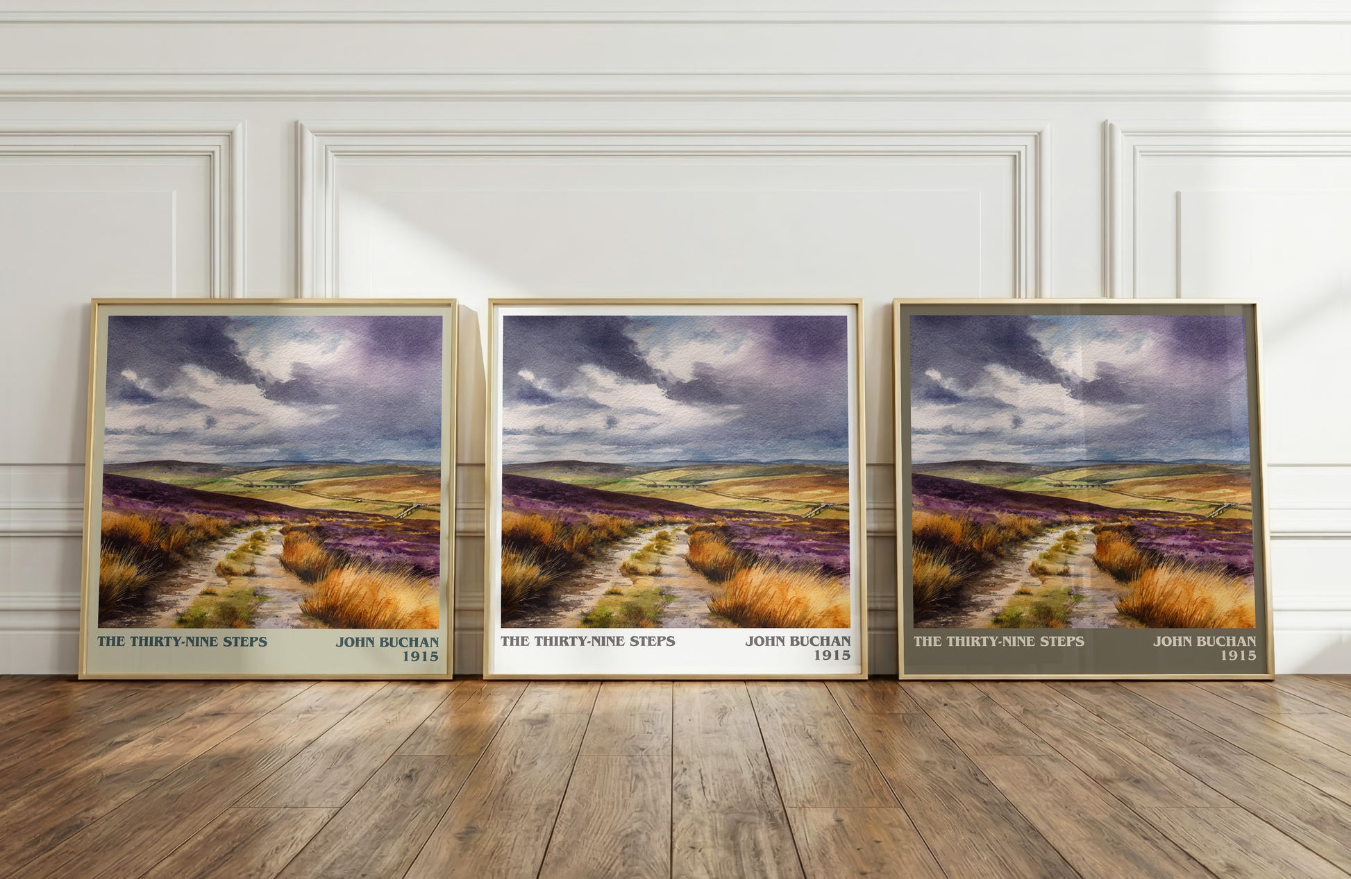 The Thirty-Nine Steps literary print framed by window – literary home decor