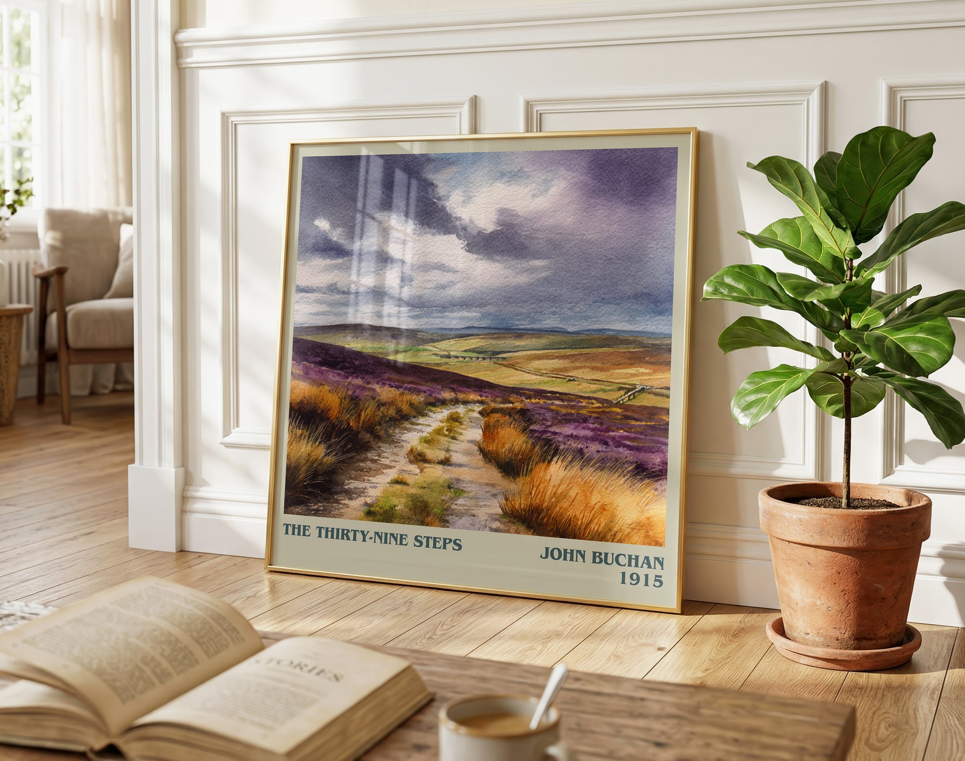 The Thirty-Nine Steps literary poster paired in gallery wall – literary art prints