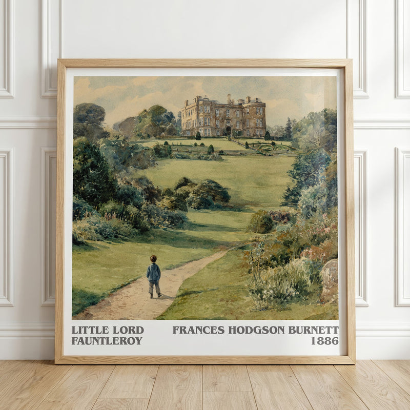 Little Lord Fauntleroy literary print in frame leaning in hallway – adventure wall art