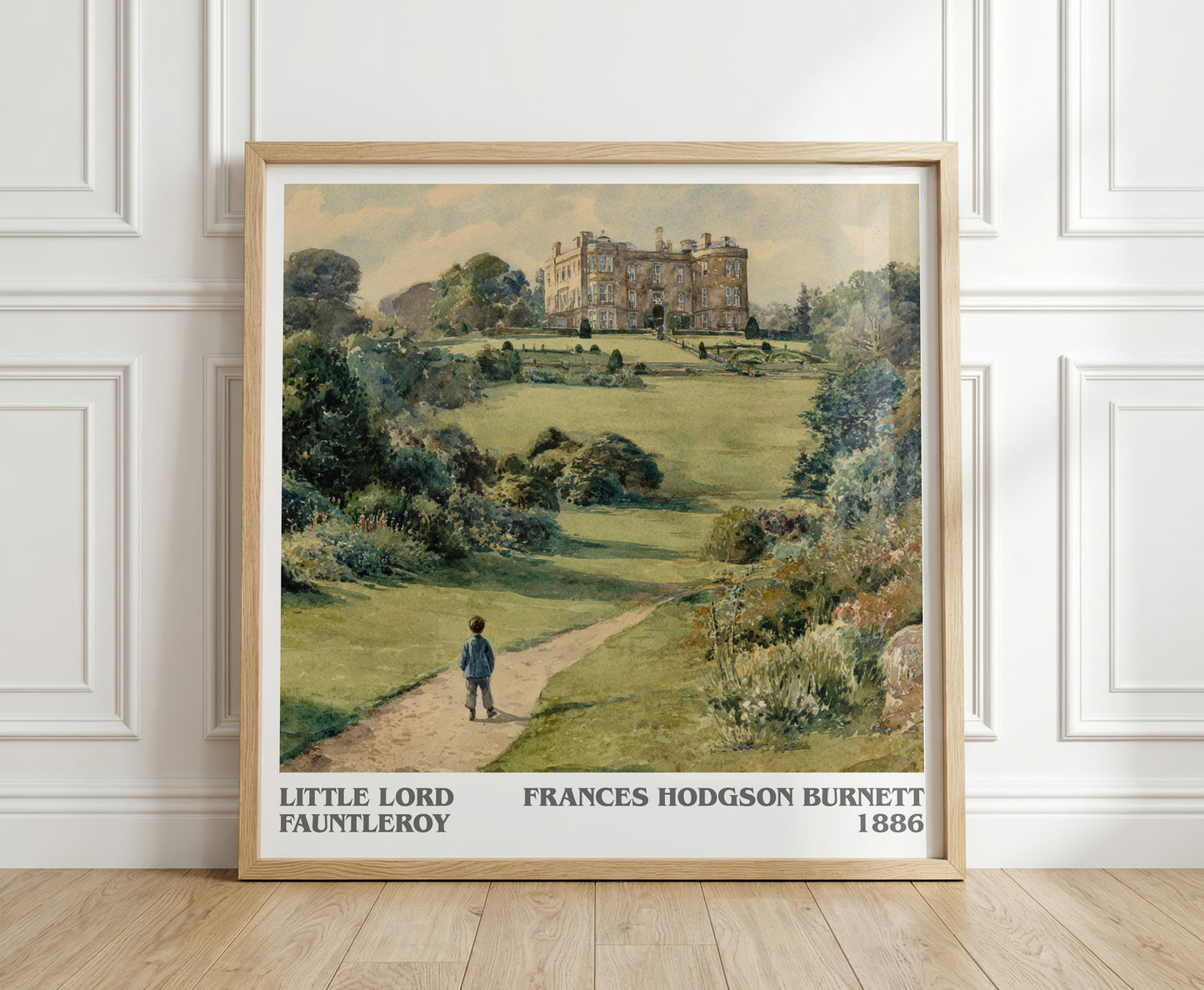 Little Lord Fauntleroy literary print in frame leaning in hallway – adventure wall art