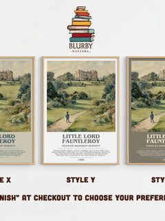 Little Lord Fauntleroy Bookish Wall Art by Frances Hodgson Burnett – Style X, Y and Z side by side – choose your finish