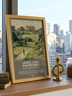Little Lord Fauntleroy Bookish Wall Art by Frances Hodgson Burnett – framed print on a city-view windowsill