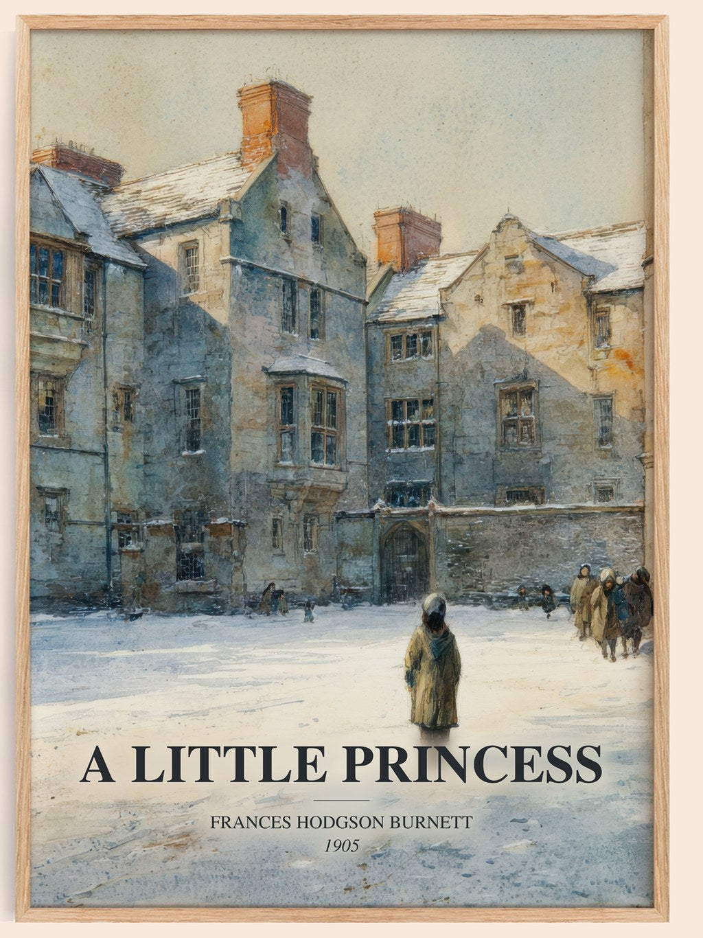 A Little Princess watercolour book poster by Frances Hodgson Burnett – framed literary art print