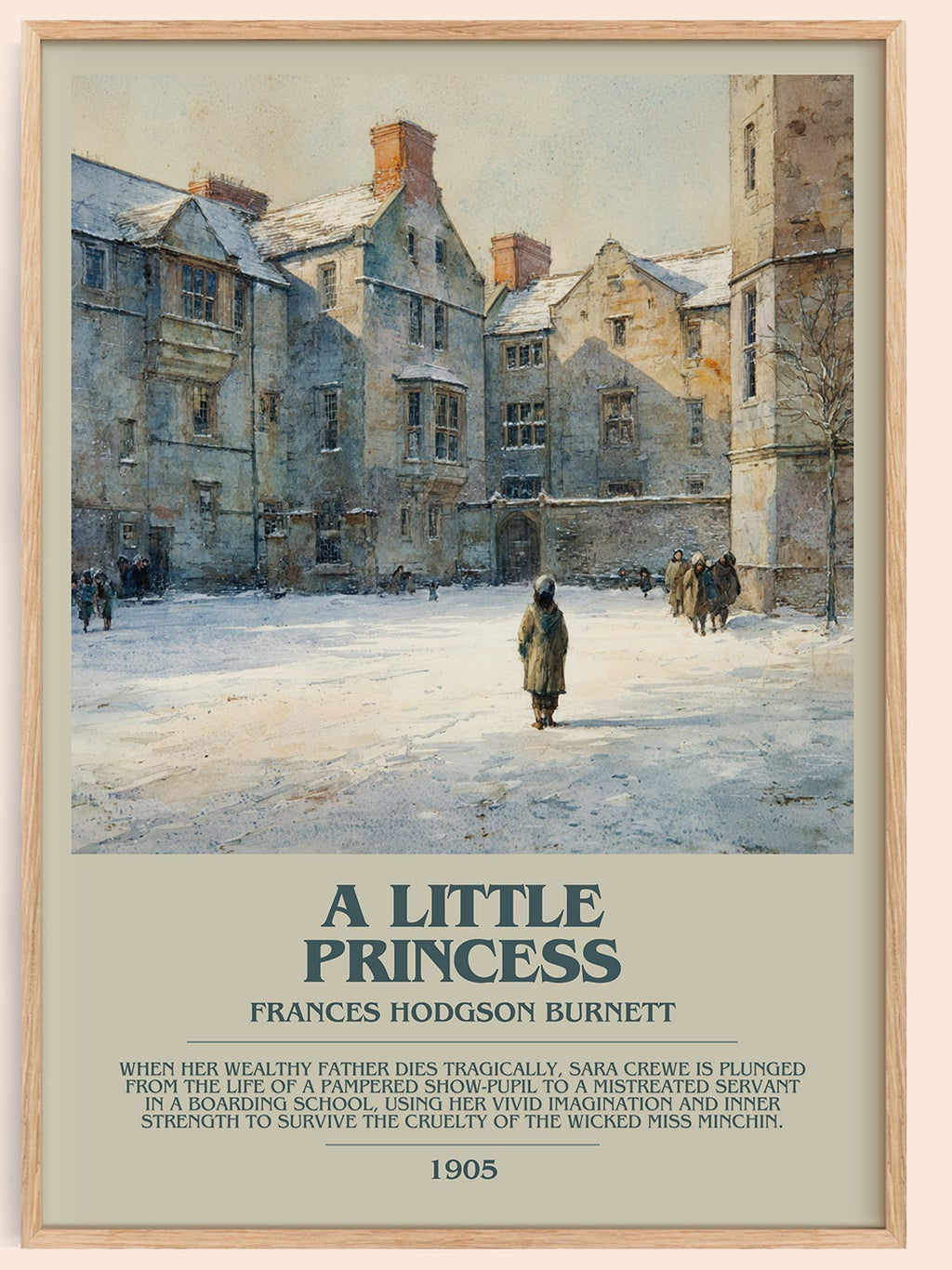 A Little Princess bookish book poster by Frances Hodgson Burnett – framed literary art print