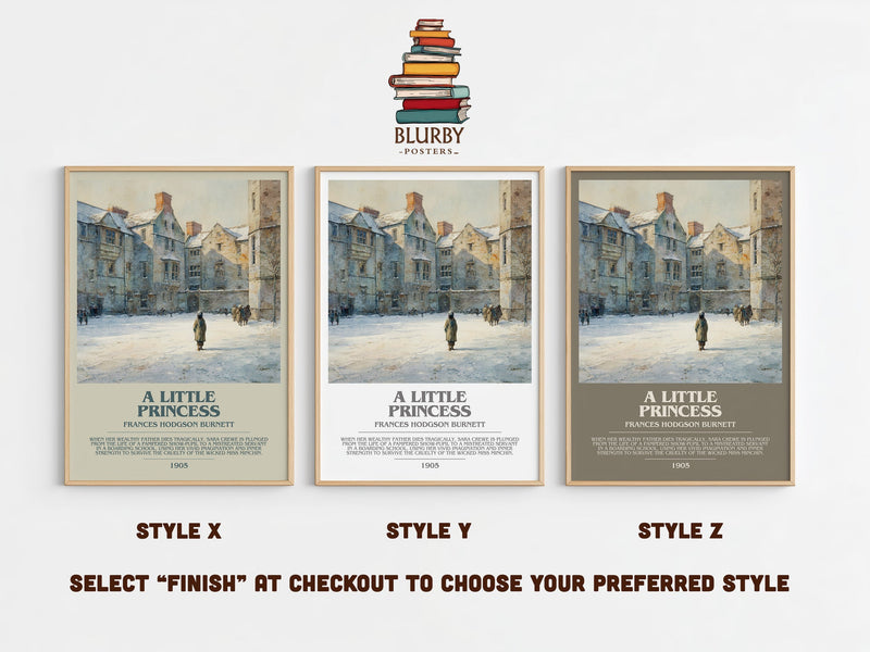 A Little Princess bookish print in frame leaning in hallway – classic literature wall art