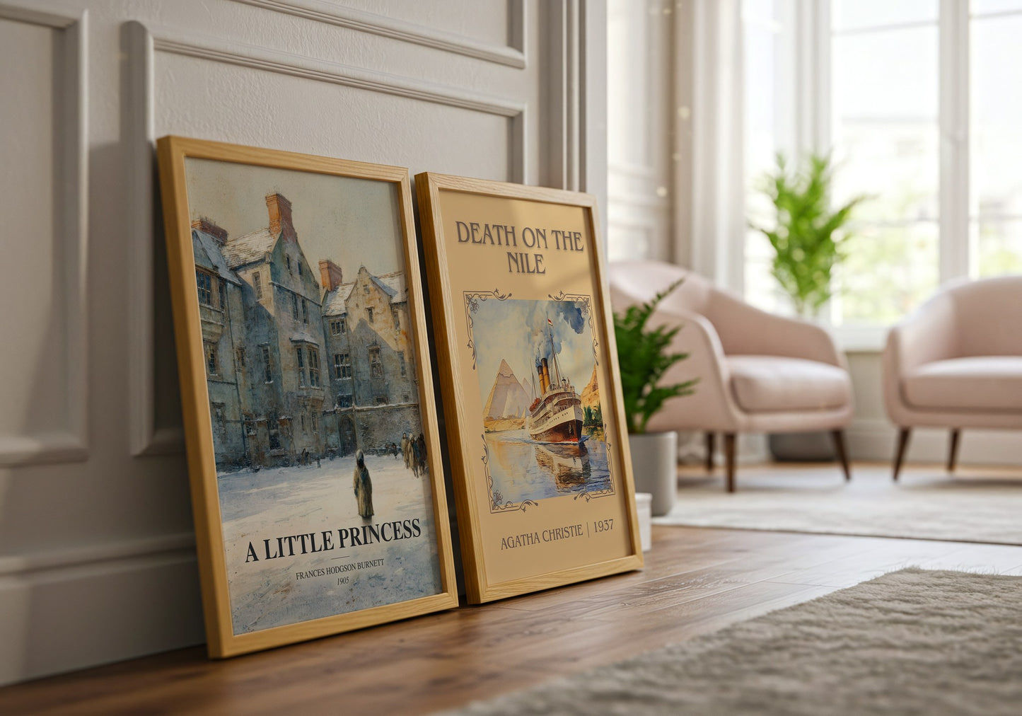 A Little Princess watercolour print framed by window – literary home decor