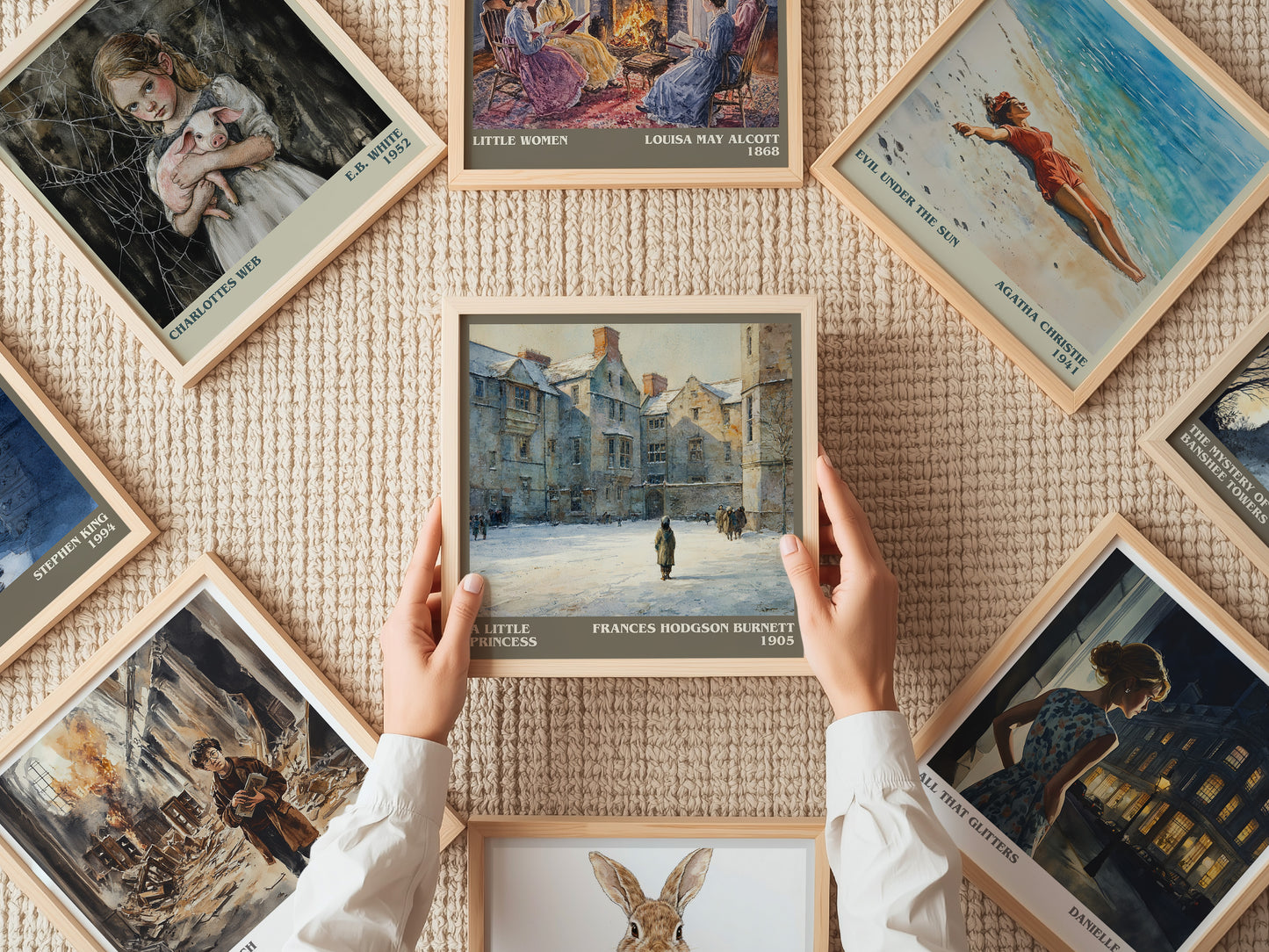 A Little Princess literary print on bookshelf – Frances Hodgson Burnett fan gift