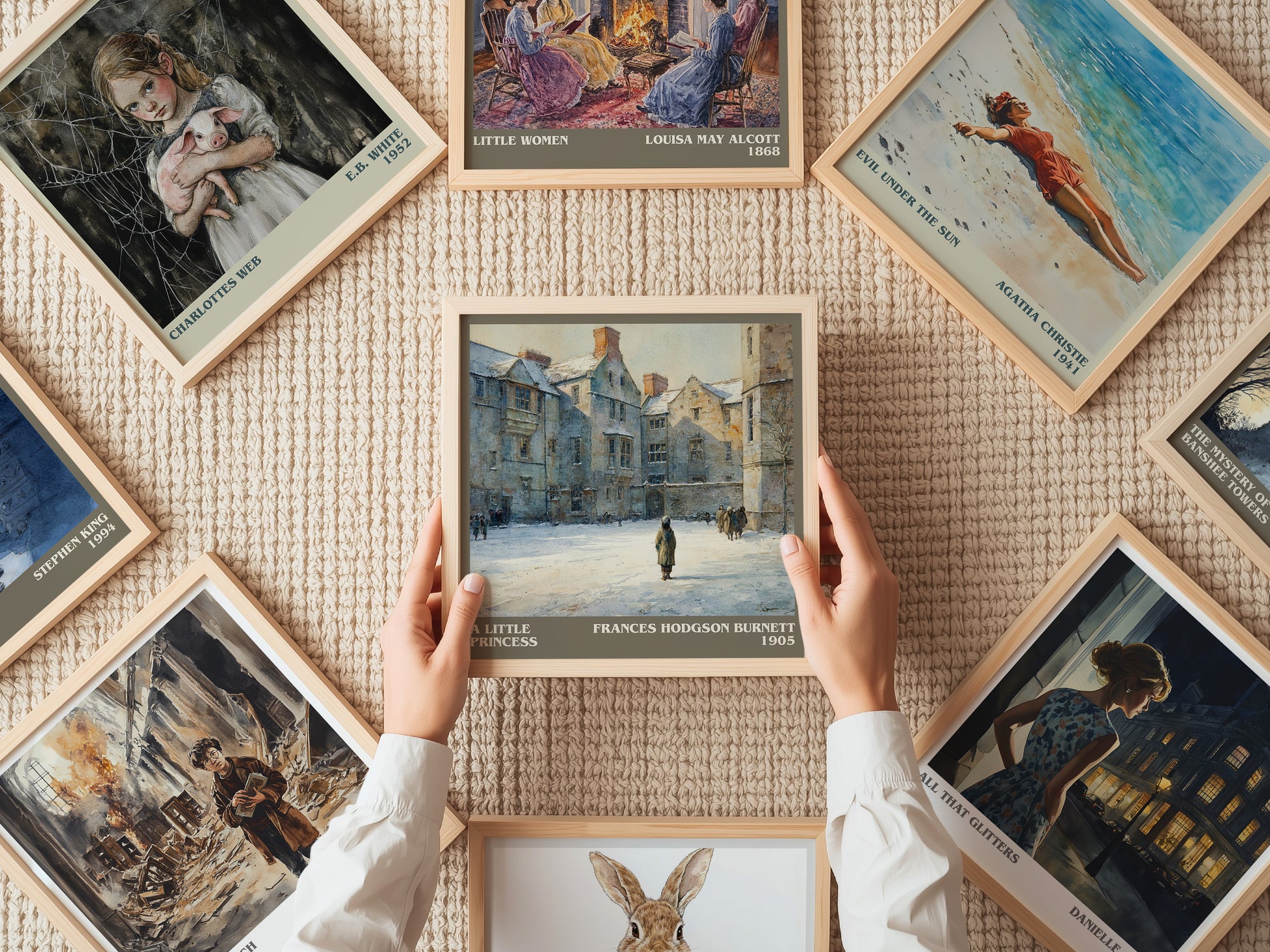 A Little Princess literary print on bookshelf – Frances Hodgson Burnett fan gift