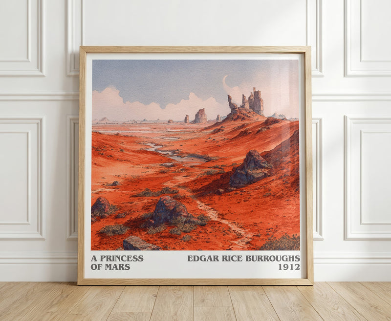 A Princess Of Mars literary print in frame leaning in hallway – childrens wall art
