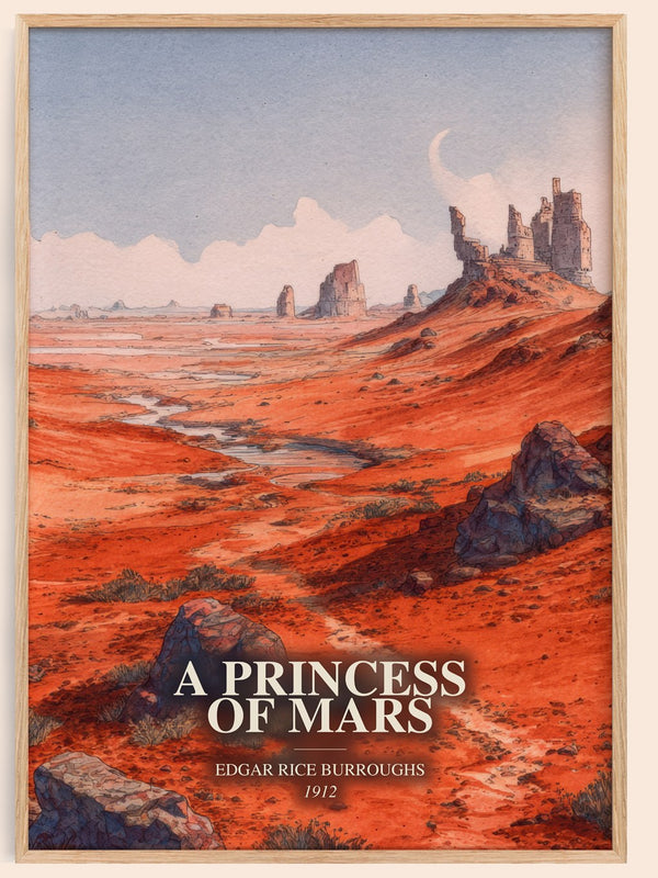 A Princess Of Mars watercolour book poster by Edgar Rice Burroughs – framed literary art print