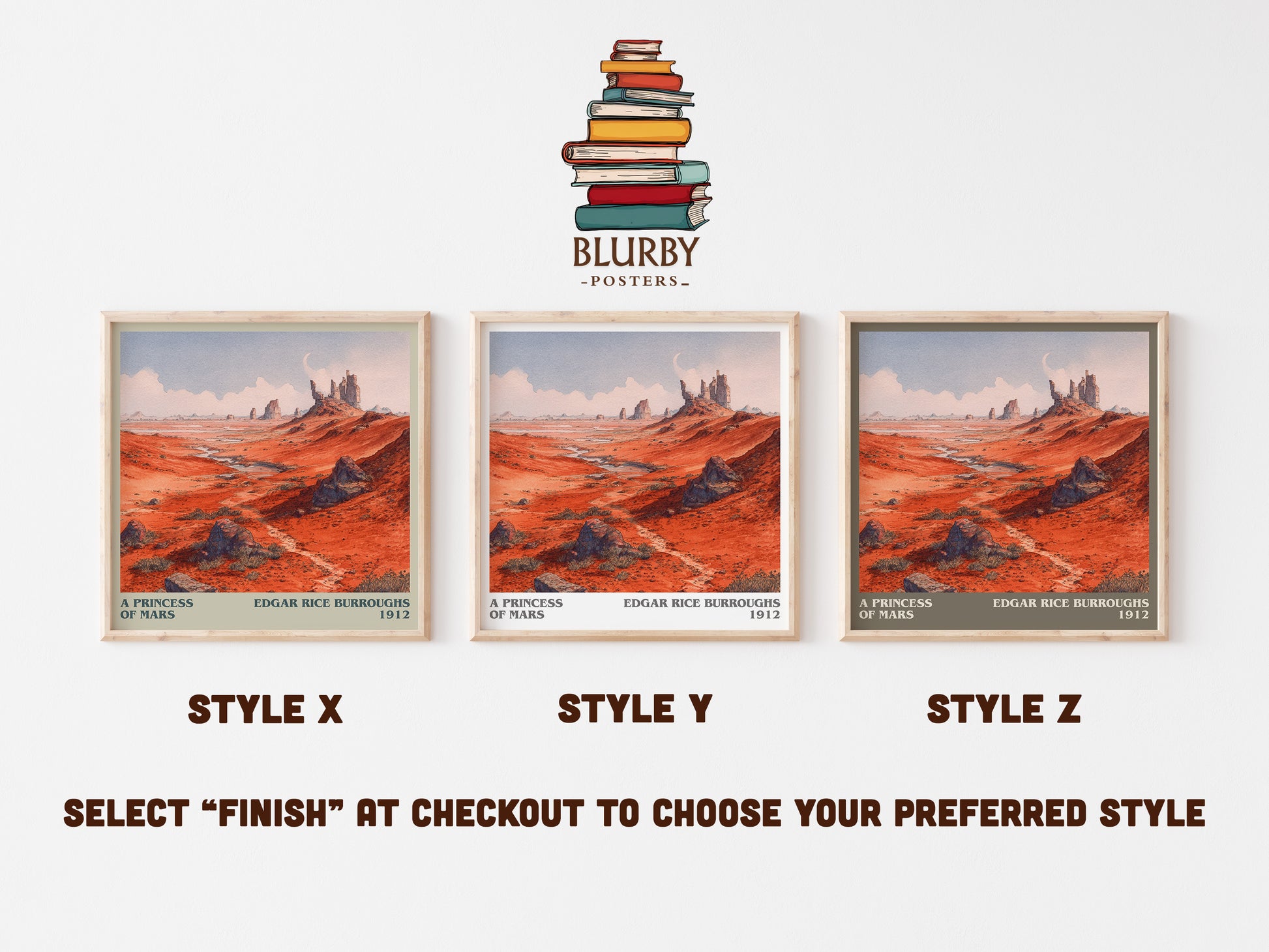 A Princess Of Mars literary art print colour and style options – Edgar Rice Burroughs book art