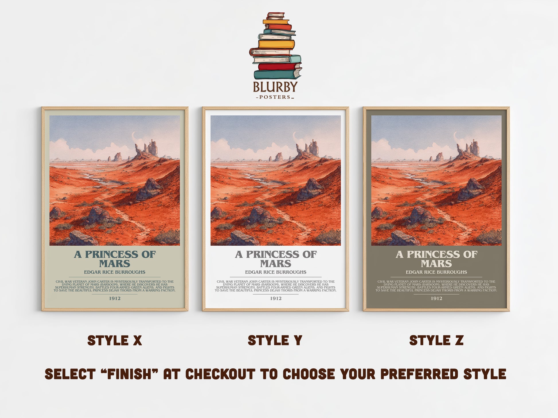 A Princess Of Mars bookish print in frame leaning in hallway – childrens wall art